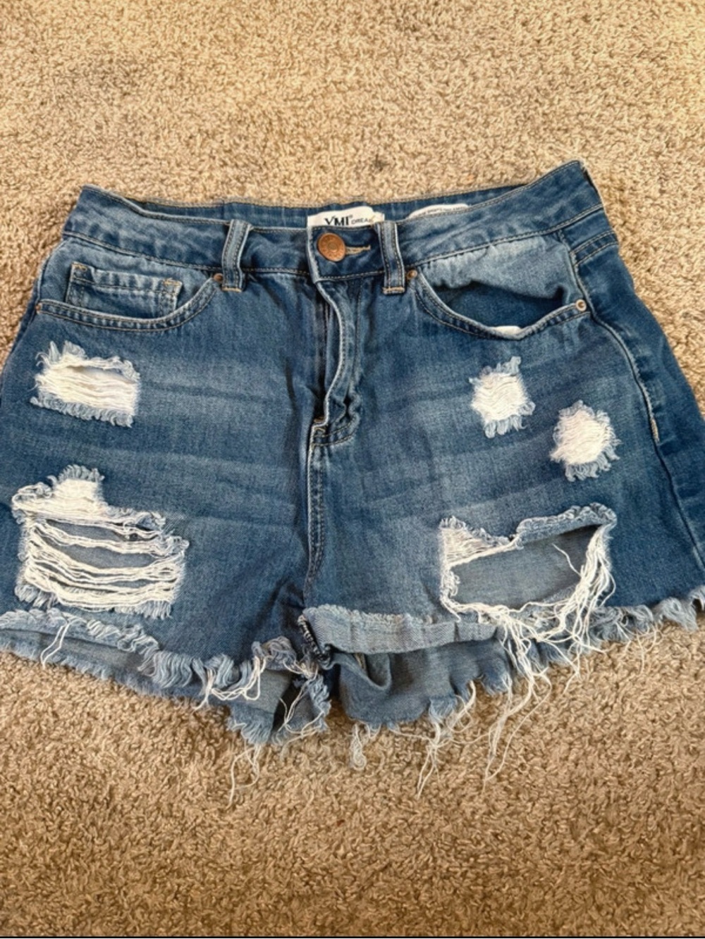 YMI Distressed Ripped Denim Shorts - Blue